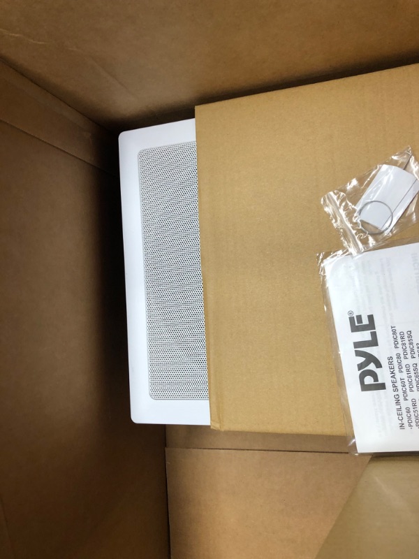 Photo 10 of Pyle Ceiling Wall Mount Enclosed Speaker - 400 Watt Stereo In-wall / In-ceiling 8" Enclosed Full Range Deep Bass Speaker System - 50Hz-20kHz Frequency Response, 4-8 Ohm, Flush Mount - PDIW87 White 8.0 in Speaker