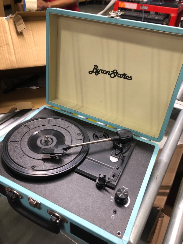 Photo 2 of Vinyl Record Player, 33/45/78 RPM Portable Suitcase Audio Turntable Player, Built in Stereo Speakers, Support 7/10/12 Inch Vinyl Records(US Plug)