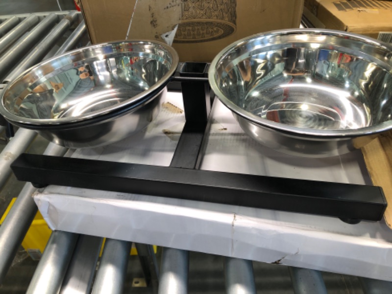 Photo 2 of BobbyPet Adjustable Raised Double Stainless Steel Dog Diner Bowls. H-Style Height Elevated Standing with 2.2QT Dual Dog Dish