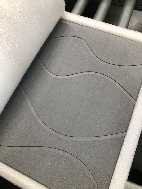 Photo 2 of Bath Stone Mats,WOLMAZEN Luxury Diatomaceous Earth Shower Mat- Non-Slip Fast-Drying Mat for Kitchen Counter, Tub & Bathroom Floor -5.35x23.62inch-Dark Grey Engraved Curves-Hard Dark Gray Waves