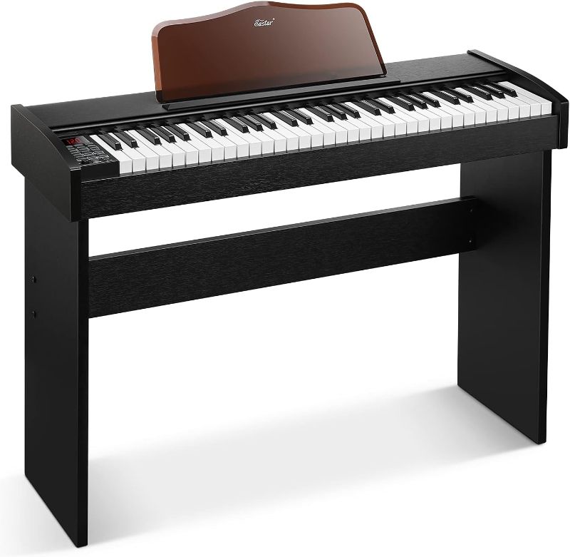 Photo 1 of Keyboard Piano, Eastar 61 Key Keyboard for Beginners/Professional, Full Size Electric Piano, Classic Wooden Digital Keyboard with Sustain Pedal & Music Stand, Supports MP3/USB/Audio/Mic/Headphones