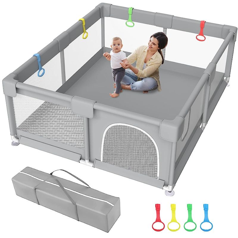 Photo 1 of  Playpen, 71"x59" Extra Large Playpen for Babies and Toddlers Baby Playards with Zipper Gate, Safety Baby Play Pen with Soft Breathable...