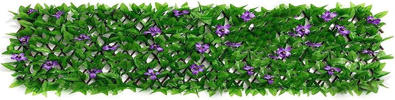 Photo 1 of  Privacy Fence Screen | Extendable Balcony Fence Privacy Screen with Violet Flower - Realistic Fencing Panel, Extendable Faux Ivy Privacy Fence