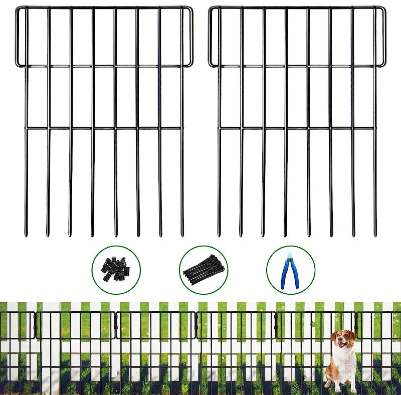 Photo 1 of 10 Pack Animal Barrier Fence, 1.52in Spike Spacing No Dig Fence 10.8ft(L) x 17inch(H) Rustproof Metal Defense Fence Border, Dog Rabbits Blocker Fence for...