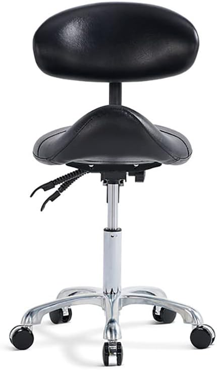 Photo 1 of  Saddle Stool Chair with Back Rolling Esthetician Seat for Salon Tattoo Shop Spa Facial lash Home Dentist Clinic Esthetician Chair(with Back Support, Black)
