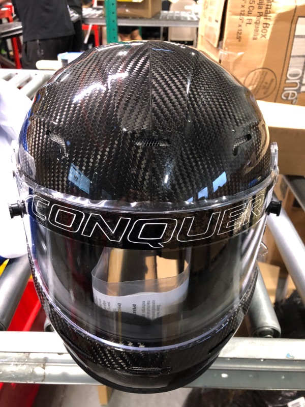 Photo 7 of Conquer Carbon Fiber Full Face Auto Racing Helmet Snell SA2020 Large