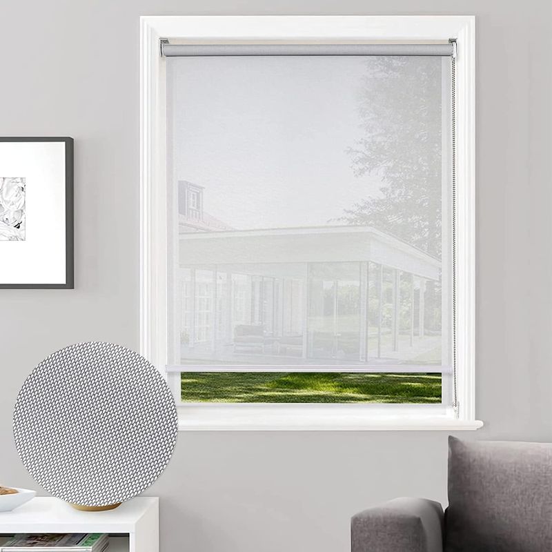 Photo 1 of  Solar Roller Shades for Window Blinds,Light Filtering Blinds Waterproof,View Through UV Protection Semi Sheer Shades for Home, Office, Easy to Install,Grey, 30" W x 72" H

