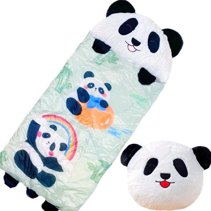 Photo 1 of Nalexmi Kids Sleeping Bag, Animal Slumber Bags for Happy Kids, Toddlers, Boys, and Girls, Soft Pillow, Preschool Nap Mat, Soft Slumber Bag for Naptime (Black Panda)
