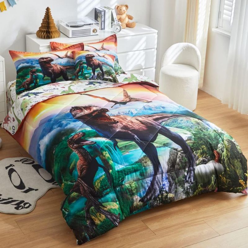 Photo 1 of ADASMILE A & S Dinosaur Comforter Full Size for Boys Dinosaur Bedding Set for Kids 6 Pieces Dinosaur Comforter Set with Sheets Bed in A Bag T-Rex Dinosaur Comforter and Sheets Set for Home Decor
