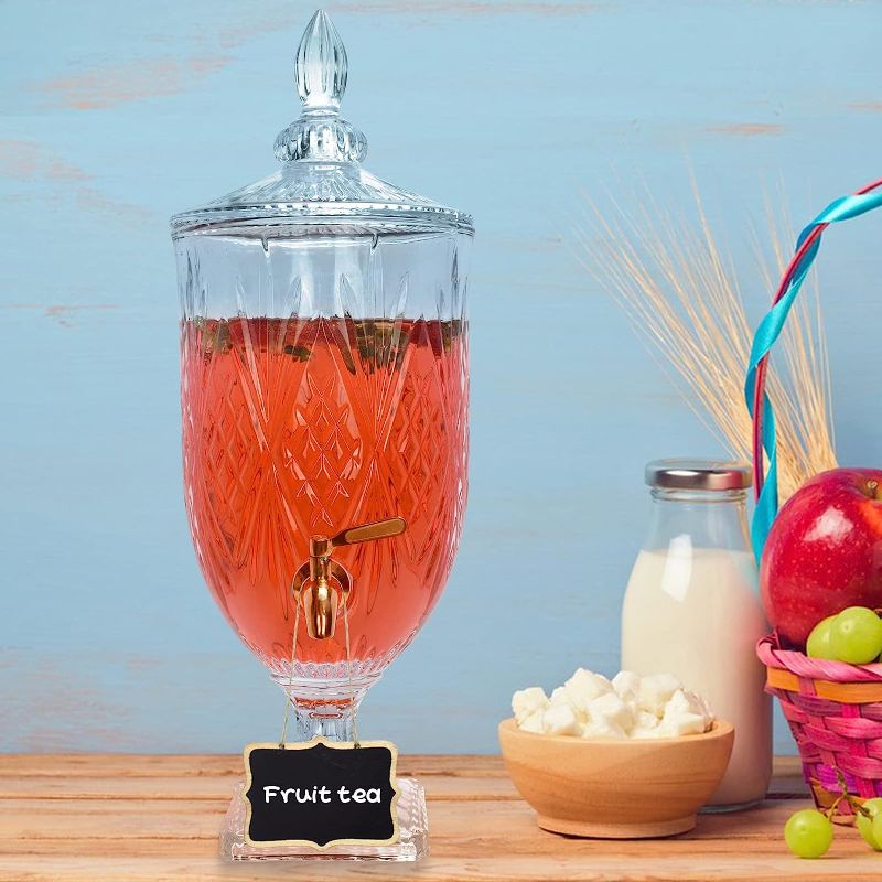 Photo 1 of 1.2 Gallon Drink Dispensers For Parties&Wedding. Glass Crystal Collection Beverage Dispenser With Stand & 304 Stainless Steel Spigot 100% Leakproof. Free for Marker & Chalkboard.(TYPE A, CLEAR) TYPE A Clear