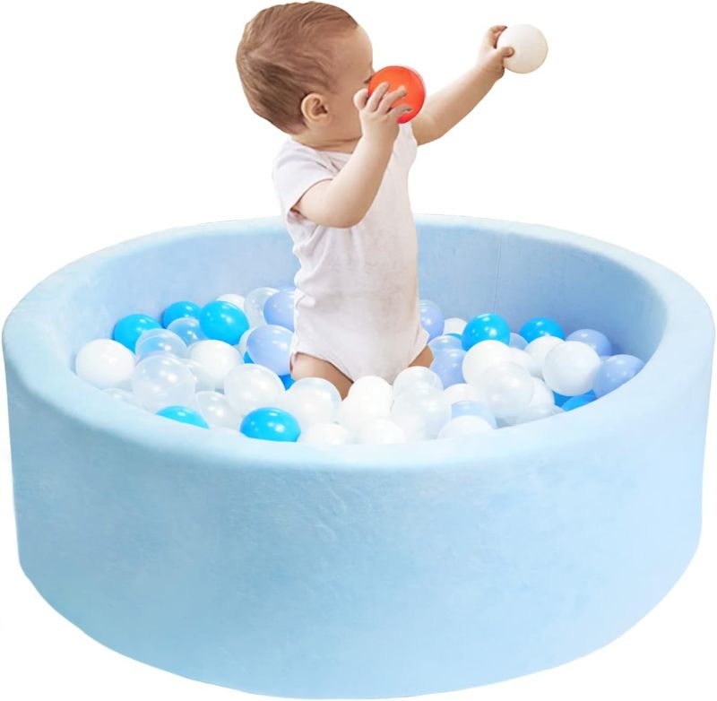 Photo 1 of LUDDIGEKKI Foam Ball Pit for Baby & Toddler, Soft playpen for Babies and Toddlers, Indoor Pool Small Kid, 6 to 12 Months, 1-3 Year Old Kids, Puppy, Dog & cat playpen, NO Balls Included LIGHT BLUE
