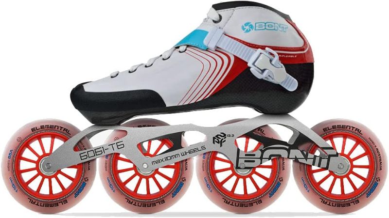 Photo 1 of Bont Skates - Inline Speed Skating Racing Skates - GT4 Skate Boots + 6061 Frame + Elemental Wheels + ABEC5 Bearings
