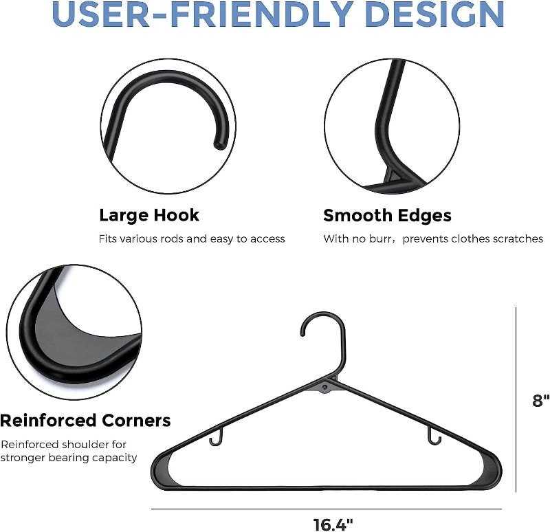 Photo 1 of Black Plastic Hangers 60 Pack, Durable Clothes Hanger with Hooks, Space Saving Hangers are Perfect for Use in Any Closet, Light-Weight Clothes Hangers Plastic for Everyday Use