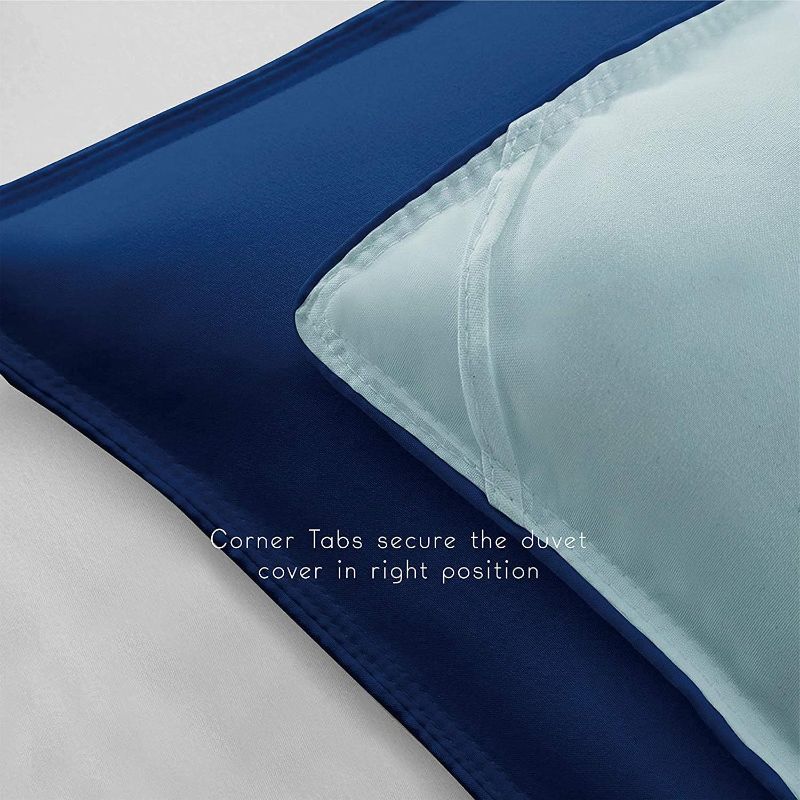Photo 1 of 
Roll over image to zoom in


HIG Alternative Comforter Set - All Season Reversible Comforter with Two Shams - Quilted Duvet Insert with Corner Tabs - Box Stitched - Breathable, Soft (Full/Queen, Navy/Light Blue)
