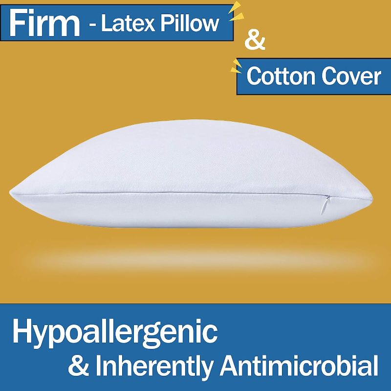 Photo 1 of 
Latex Pillow Bed Pillow for Sleeping - Firm, Luxury Natural Latex Pillow for Back, Stomach or Side Sleepers, Removable Breathable 100% Cotton Cover - High...