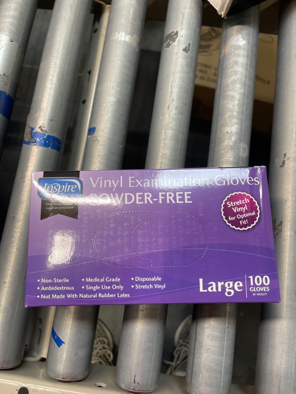 Photo 1 of Inspire Stretch Vinyl Exam Gloves | THE ORIGINAL Quality Vinyl Gloves Disposable Latex Free Medical Gloves Cleaning Gloves, Large Box Of 100