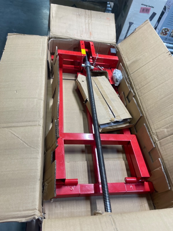 Photo 2 of VOUNOT Ride on Lawn Mower Jack Lift, Telescopic Maintenance Jack for Lawn mowers and Garden Tractors, Weight Capacity 880 Lbs, Red