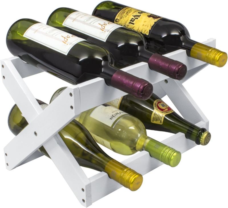 Photo 1 of Bamboo Countertop Wine Rack (White)