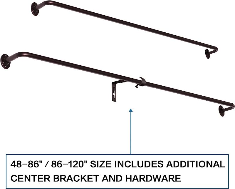 Photo 1 of .VERSAILTEX 2 Pack Single Curtain Rods Wrap Around Curtain Rods Set Room Darkening Wrap Curtain Rods for Windows 28 to 48 Inch, 5/8 Inch Diameter, Bronze