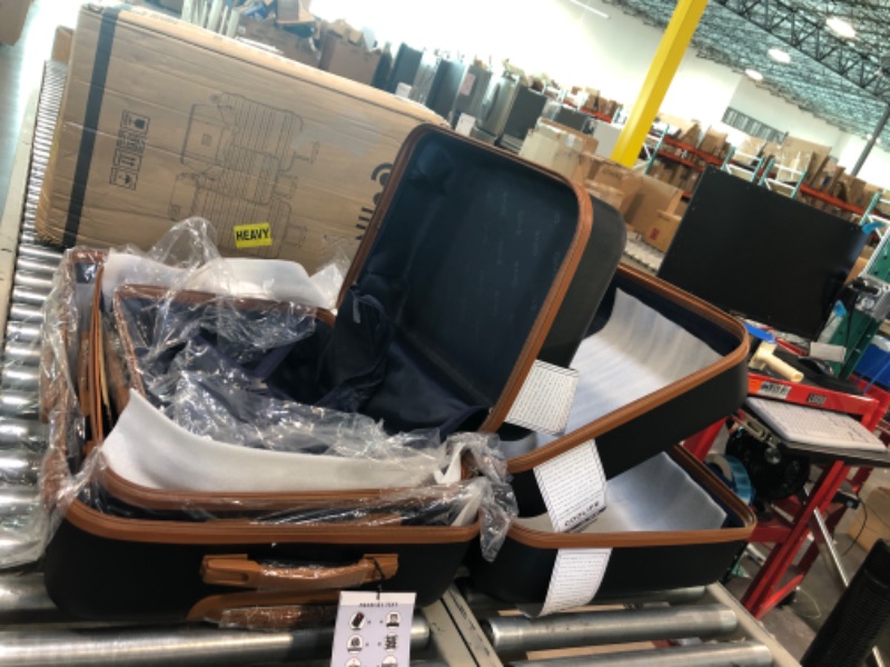 Photo 2 of Coolife Luggage Sets Suitcase Set 3 Piece Luggage Set Carry On Hardside Luggage with TSA Lock Spinner Wheels (Black, 5 piece set) Black 5 piece set