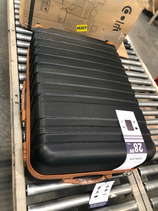 Photo 4 of Coolife Luggage Sets Suitcase Set 3 Piece Luggage Set Carry On Hardside Luggage with TSA Lock Spinner Wheels (Black, 5 piece set) Black 5 piece set