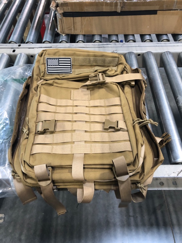 Photo 2 of QT&QY 45L Military Tactical Backpacks For Men Camping Hiking Trekking Daypack Bug Out Bag Lage MOLLE 3 Day Assault Pack 1.0 Tan