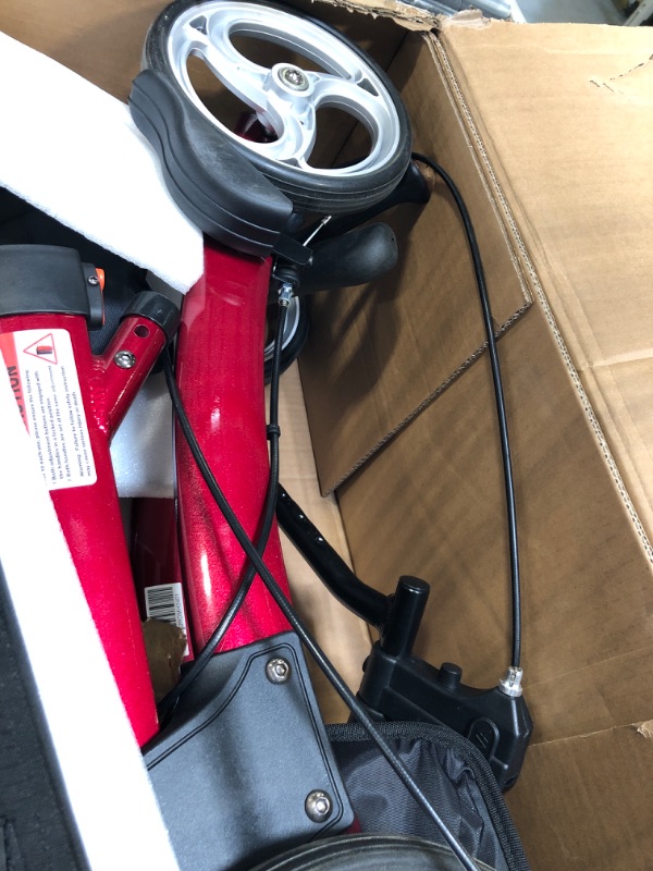 Photo 5 of NOVA Medical Products Dragon Fold n’ Go Rise UP Rollator, Upright Standing Walker with Padded & Contoured Forearm Platform, Stand Up Walker with 10” Front Wheels, Color: Red, (4802BL)