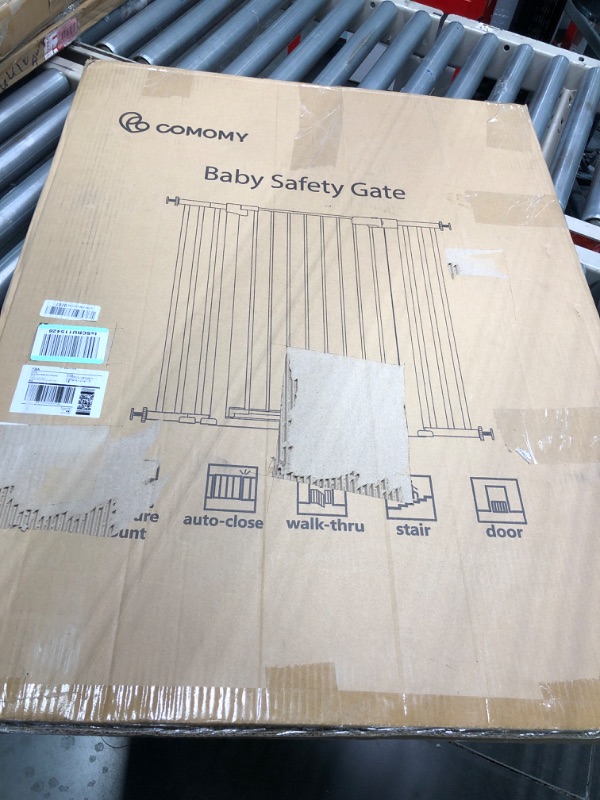 Photo 1 of COMOMY 36" Extra Tall Baby Gate for Stairs Doorways, Fits Openings 29.5" to 48.8" Wide, Auto Close Extra Wide Dog Gate for House, Pressure Mounted Easy Walk Through Pet Gate with Door, Black