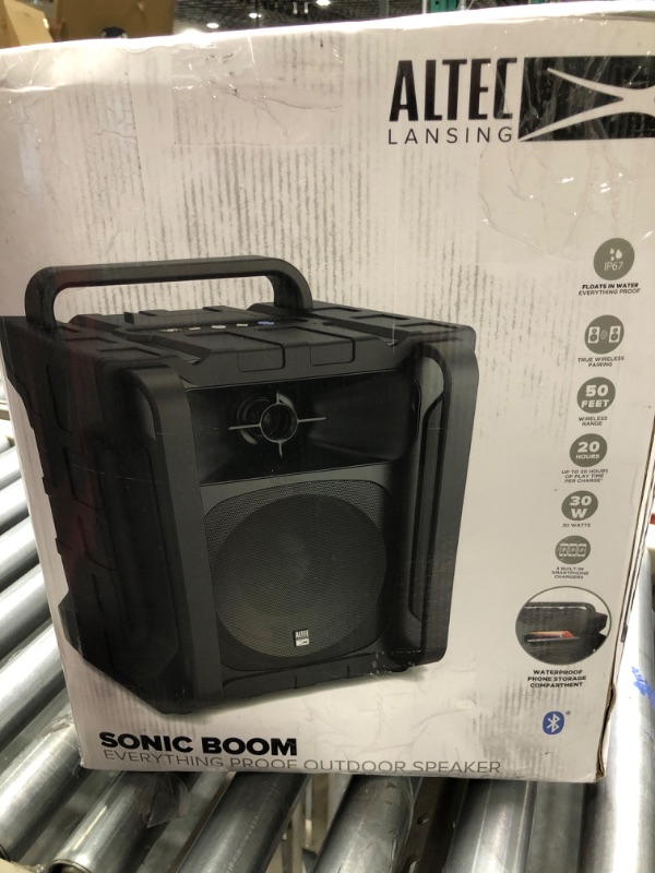 Photo 2 of Altec Lansing Sonic Boom - Waterproof Bluetooth Speaker with Phone Charger, IP67 Outdoor Speaker, 3 USB Charging Ports, 50 Foot Range & 20 Hours Battery Life