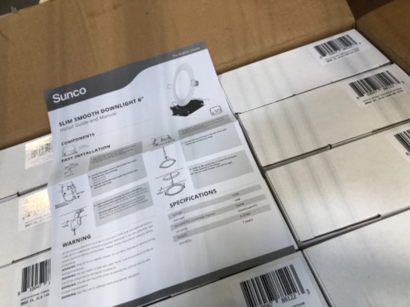 Photo 2 of *** BL:ACK** Ensenior 12 Pack 6 Inch Ultra-Thin LED Recessed Light with Junction Box, 2700K/3000K/3500K/4000K/5000K Selectable, 12W 110W Eqv, Dimmable, 1050LM High Brightness - ETL and Energy Star Certified