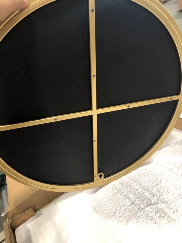 Photo 3 of 18 Inch Round Wall Circle Mirror,Large Gold Metal Framed Wall-Mounted Hanging Mirror for for Bathroom Decor,Vanity Bedroom, Living Room, Entryway Gold 18"