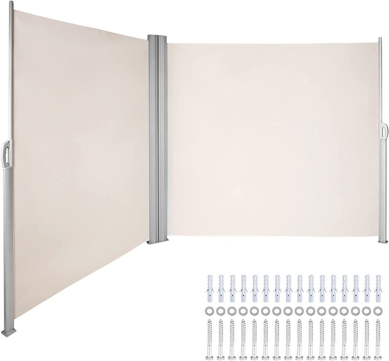 Photo 1 of 118" x 71" Retractable Side Awning,Waterproof & UV-Resistant,Folding Privacy Screen Room Divider Roll Up Balcony?Gray? 118?x 71? Gray and white
