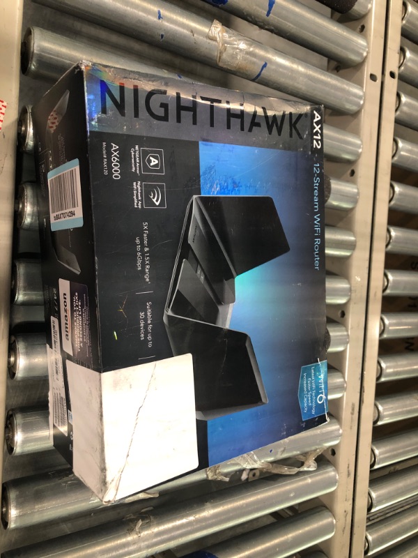 Photo 1 of NETGEAR Nighthawk RAX120 IEEE 802.11ax Ethernet Wireless Router - 2.40 GHz ISM Band - 5 GHz UNII Band - 8 x Antenna(8 x Internal) - 768 MB/s Wireless Speed - 5 x Network Port - 1 x Broadband Port