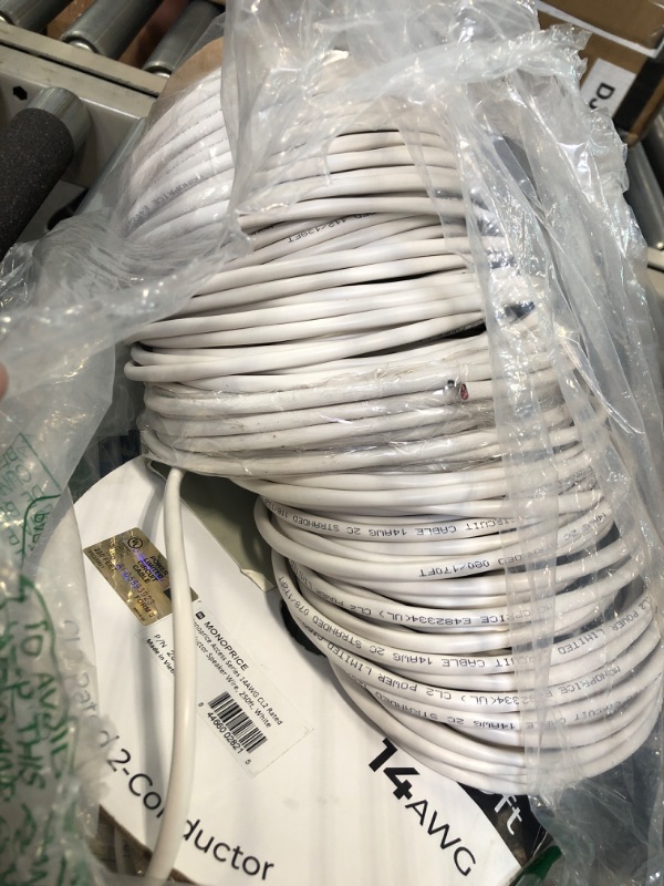 Photo 1 of Monoprice 102821 Access Series 14 Gauge AWG CL2 Rated 2 Conductor Speaker Wire/ Cable - 250ft Fire Safety In Wall Rated, Jacketed In White PVC material 99.9% Oxygen-Free Pure Bare Copper 2 250 Feet White 2