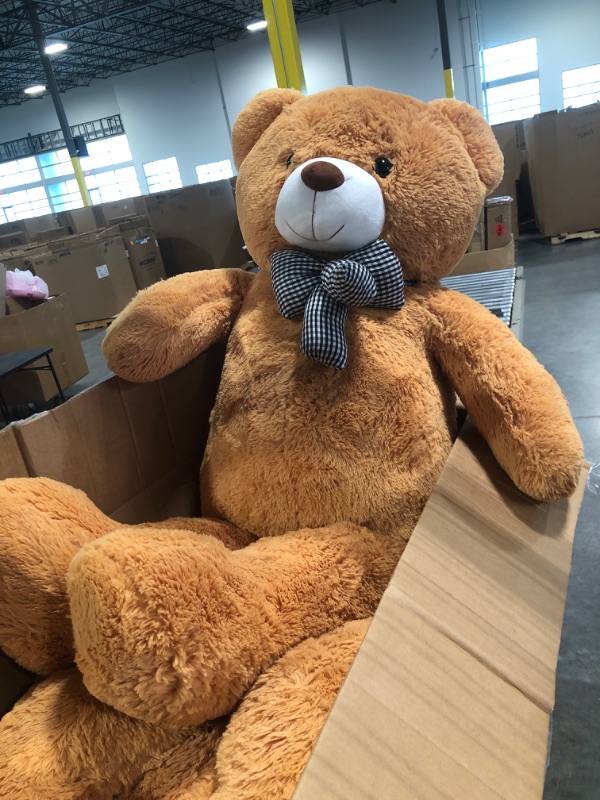 Photo 2 of HollyHOME Giant Teddy Bear Stuffed Animal Large Bear Plush with Bow Tie Soft Toy for Girlfriend or Kids 48 inch Tan