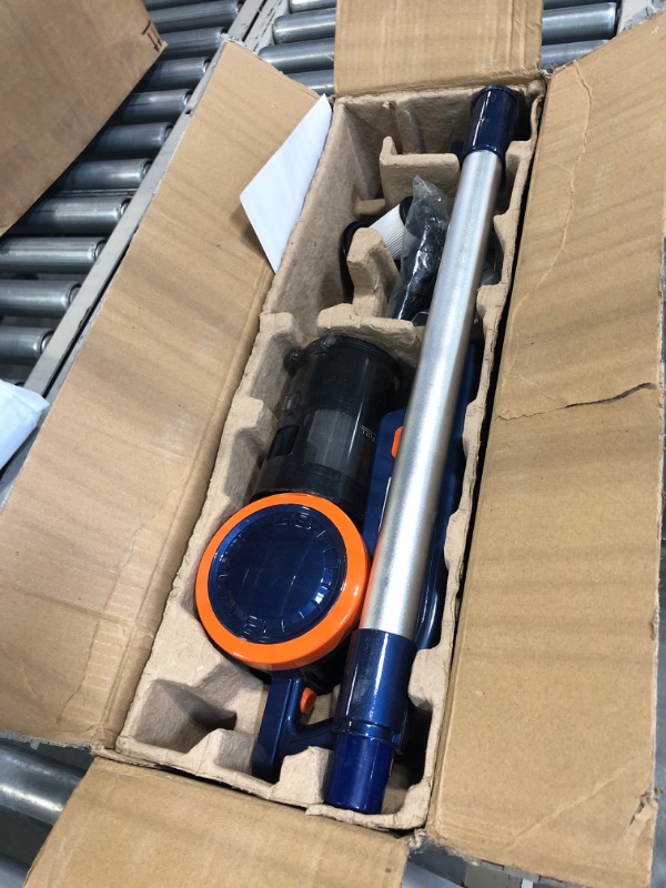 Photo 1 of ORFELD Cordless Vacuum Cleaner, 30KPa Powerful Suction Stick Vacuum, 50Mins Runtime Wireless Handheld Vacuum with 6 in 1 Ultra-Quiet Lightweight Vacuum for Deep Clean Hair, Hard Floor, Carpet, Car Blue+orange