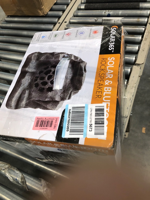 Photo 1 of Alpine Corporation Waterproof Bluetooth Solar-Powered Outdoor Wireless Rock Speaker, Gray
