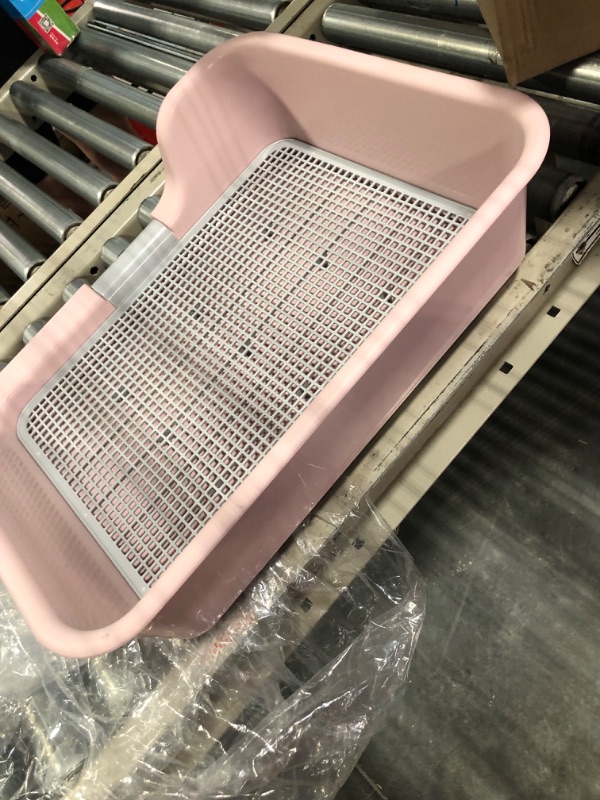 Photo 2 of [PS Korea] Indoor Dog Potty Tray – with Protection Wall Every Side for No Leak, Spill, Accident - Keep Paws Dry and Floors Clean (Pink) Tray Only Pink