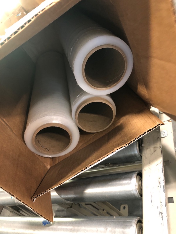 Photo 2 of 4 Rolls 18 inch x 1500 Feet Stretch Wrap 80 Gauge Heavy Duty Shrink Film, Extra Strong 18 inch Clear Hand Stretch Wrap Clear 18" wide x 4 Rolls