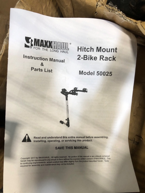 Photo 1 of MaxxHaul 50025 Hitch Mount 2 Bike Rack For Cars, Trucks, SUV's, Minivans - 100 lb. Capacity