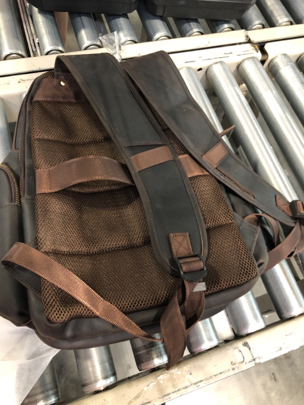 Photo 1 of TIDING Full Grain Leather 17.3 Inch Laptop Backpack for Men Large Capacity Travel Weekender Camping Daypack Rucksack