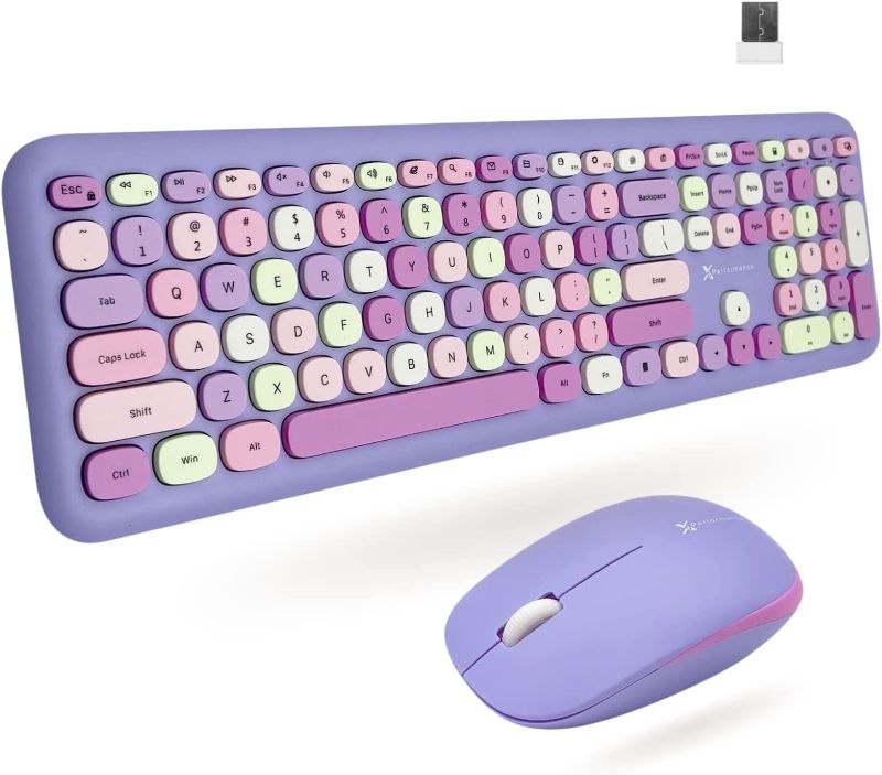 Photo 1 of X9 Performance Colorful Keyboard and Mouse Combo - Transform Your Space with 2.4G Cute Wireless Aesthetic Purple Keyboard and Mouse Retro for PC Computer and Laptop