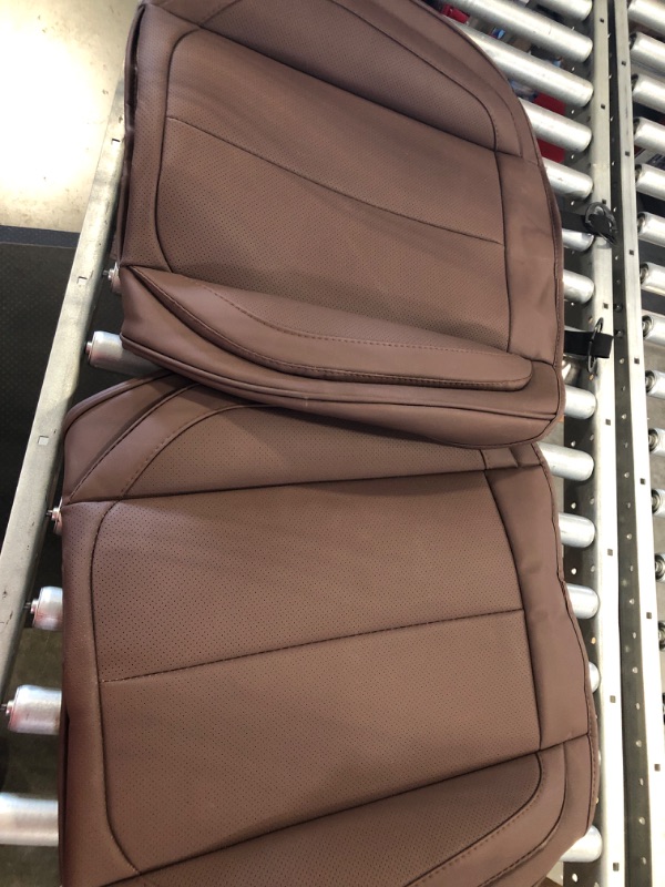 Photo 3 of Premium Car Seat Cover Protector Accessories 2 Piece Front Napa Leather Automotive Vehicles Universal Fit Cushion Cars Sedan Coupe SUV Pick-Up Truck Padded Auto Interior Décor (Brown) BOTTOM ONLY BROWN