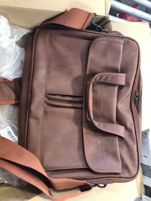 Photo 3 of seyfocnia Mens Laptop Bag,17.3 Inch PU Leather Messenger Bag Water Resistant Business Travel Briefcase, Work Computer Bag Satchel Bag Husband?Brown? [L]brown-17.3inch