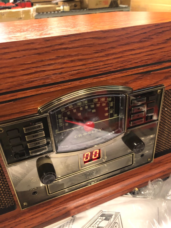 Photo 3 of Crosley CR42D-PA Lancaster 3-Speed Turntable with Radio, CD/Cassette Player, Aux-in and Bluetooth, Paprika