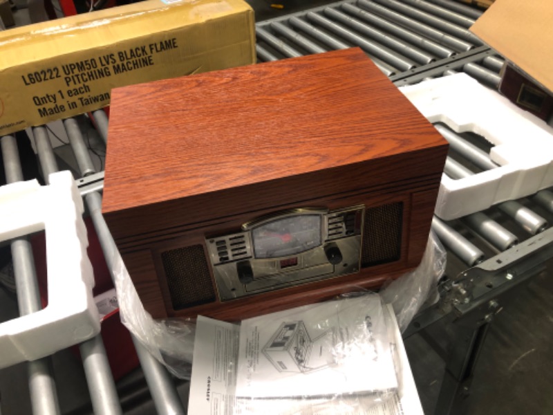 Photo 4 of Crosley CR42D-PA Lancaster 3-Speed Turntable with Radio, CD/Cassette Player, Aux-in and Bluetooth, Paprika