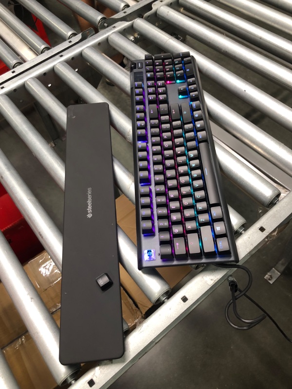 Photo 1 of SteelSeries USB Apex 5 Hybrid Mechanical Gaming Keyboard – Per-Key RGB Illumination – Aircraft Grade Aluminum Alloy Frame – OLED Smart Display (Hybrid Blue Switch) Apex 5 Hybrid Blue – Tactile & Clicky Keyboard