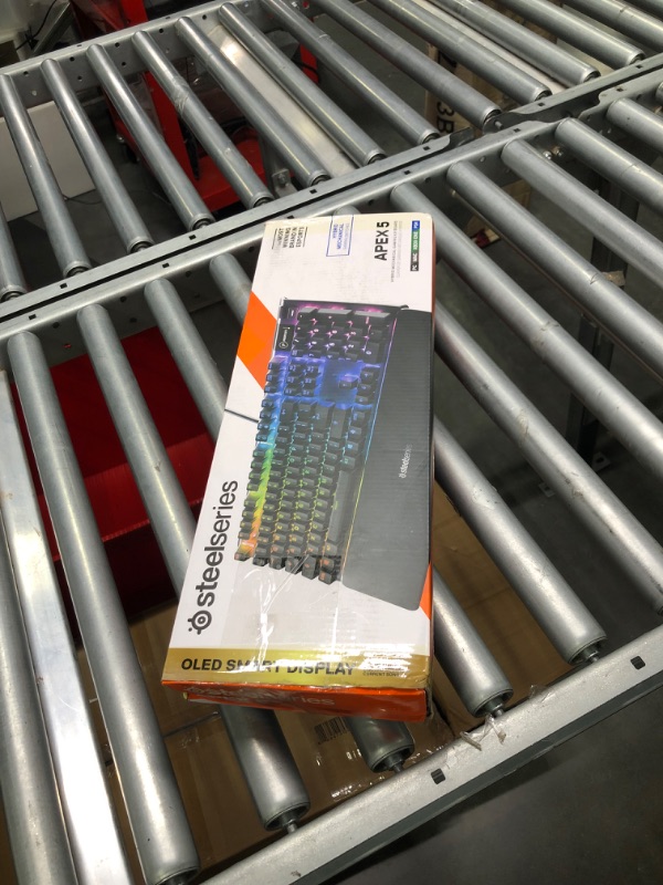 Photo 1 of SteelSeries USB Apex 5 Hybrid Mechanical Gaming Keyboard – Per-Key RGB Illumination – Aircraft Grade Aluminum Alloy Frame – OLED Smart Display (Hybrid Blue Switch) Apex 5 Hybrid Blue – Tactile & Clicky Keyboard