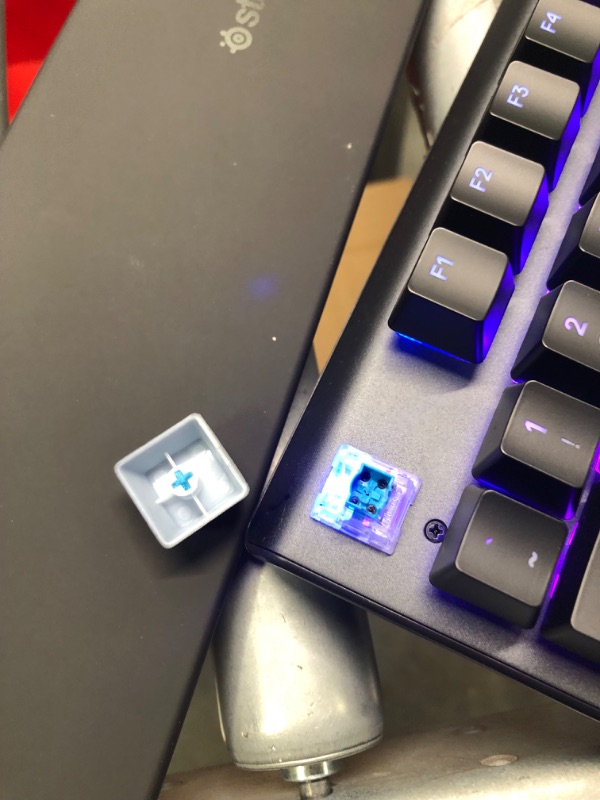 Photo 1 of SteelSeries USB Apex 5 Hybrid Mechanical Gaming Keyboard – Per-Key RGB Illumination – Aircraft Grade Aluminum Alloy Frame – OLED Smart Display (Hybrid Blue Switch) Apex 5 Hybrid Blue – Tactile & Clicky Keyboard