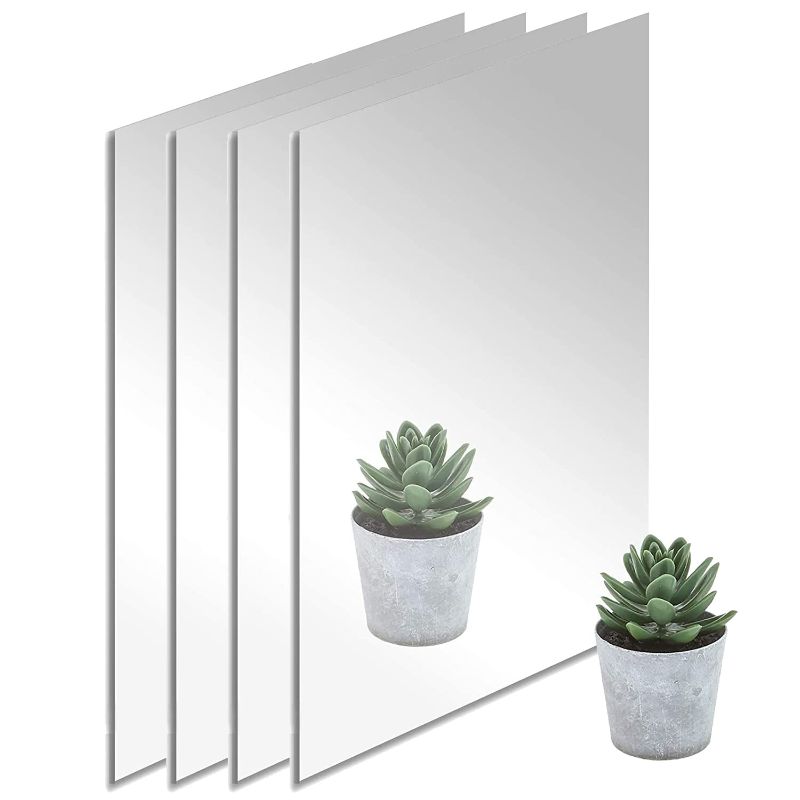 Photo 1 of (4-Pack) 12" x 24" Silver Mirrored Acrylic – 5/64" Thick; Perfect for Decorative Furniture, Craft Projects, Signs and More; The Unshattered Substitute for Glass Mirror, Safe for Children and Adults